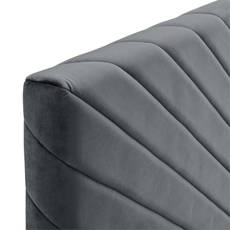 Modway Alyson Angular Channel Tufted Velvet Full/Queen Headboard in Charcoal