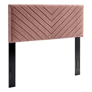 Modway Alyson Angular Channel Tufted Velvet Full/Queen Headboard in Dusty Rose