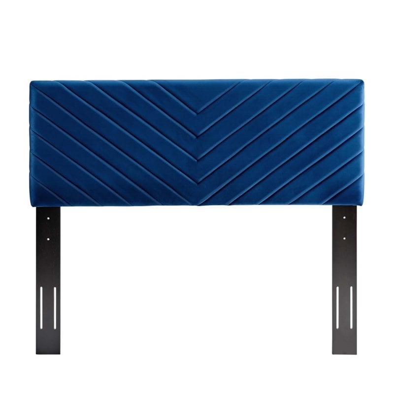 Modway Alyson Angular Channel Tufted Velvet Full/Queen Headboard in Navy
