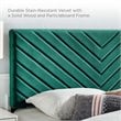 Modway Alyson Angular Channel Tufted Velvet Full/Queen Headboard in Teal Blue