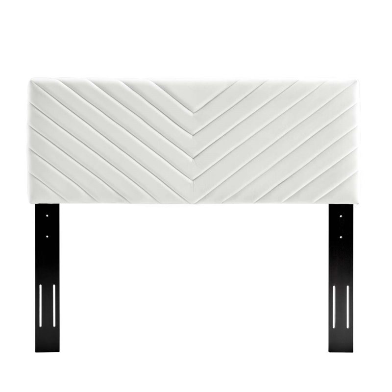 Modway Alyson Angular Channel Tufted Velvet Full/Queen Headboard in White