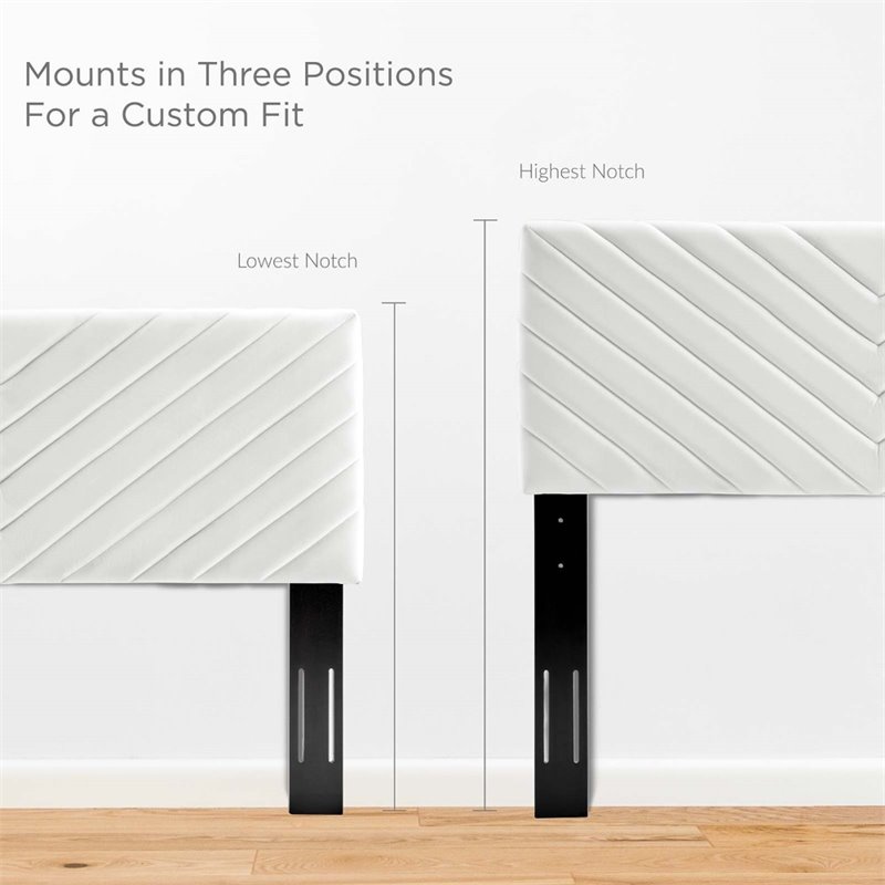 Modway Alyson Angular Channel Tufted Velvet Full/Queen Headboard in White