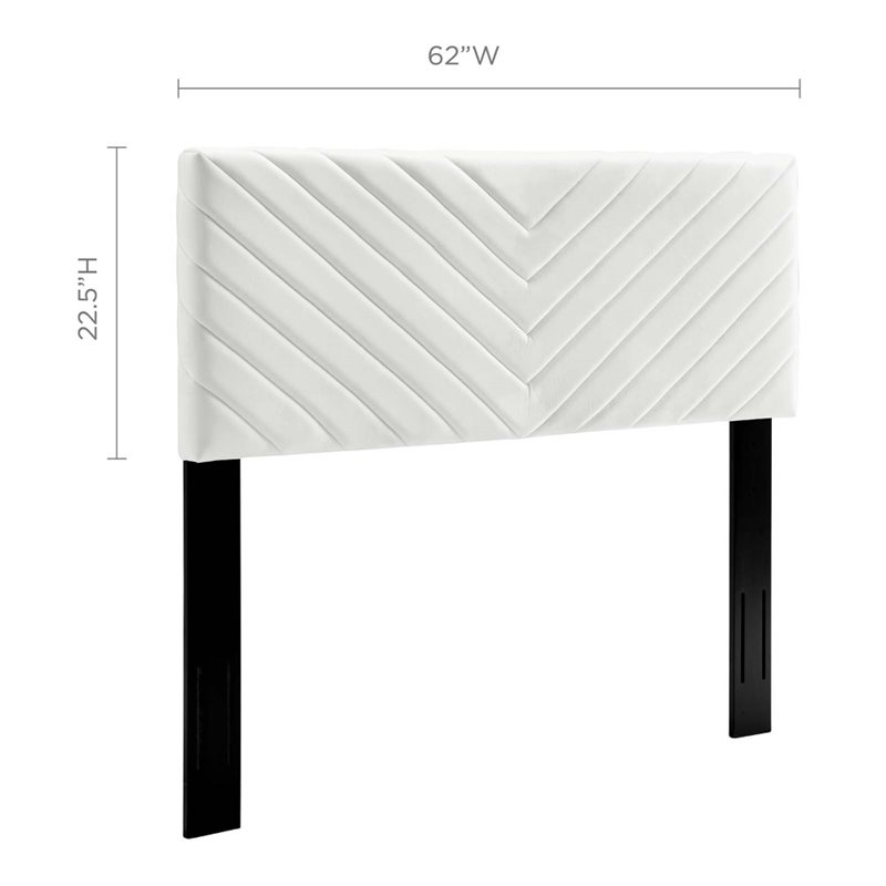 Modway Alyson Angular Channel Tufted Velvet Full/Queen Headboard in White