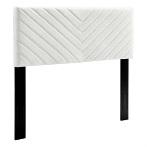 Modway Alyson Angular Channel Tufted Velvet Full/Queen Headboard in White