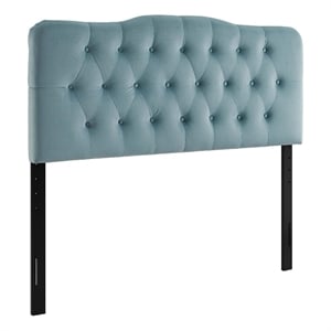 modway annabel full diamond tufted performance velvet headboard in light blue