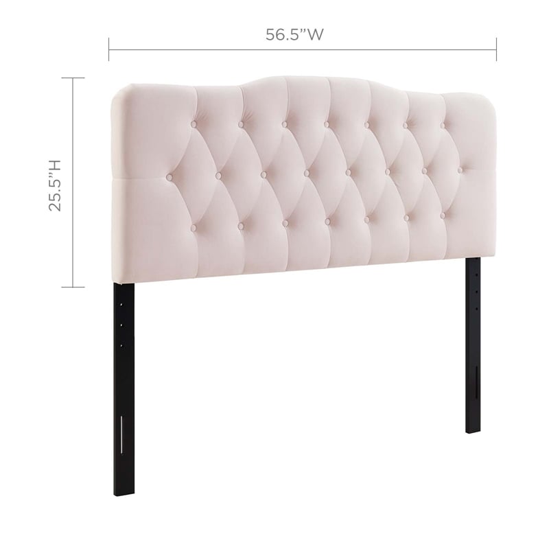 Modway Annabel Full Diamond Tufted Performance Velvet Headboard in Pink