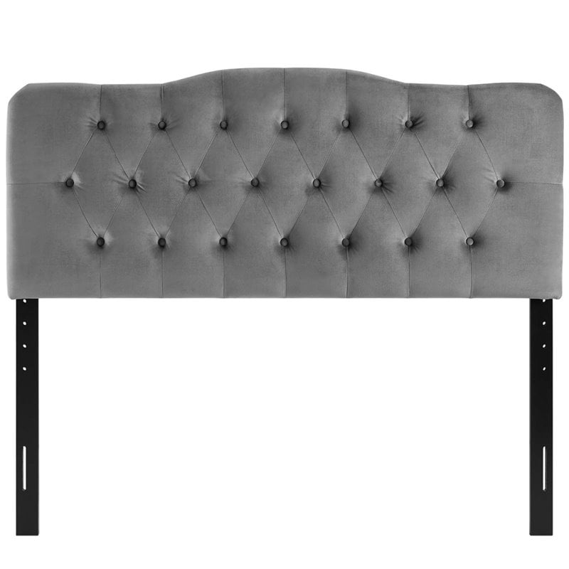 Modway Annabel Queen Diamond Tufted Performance Velvet Headboard in Gray