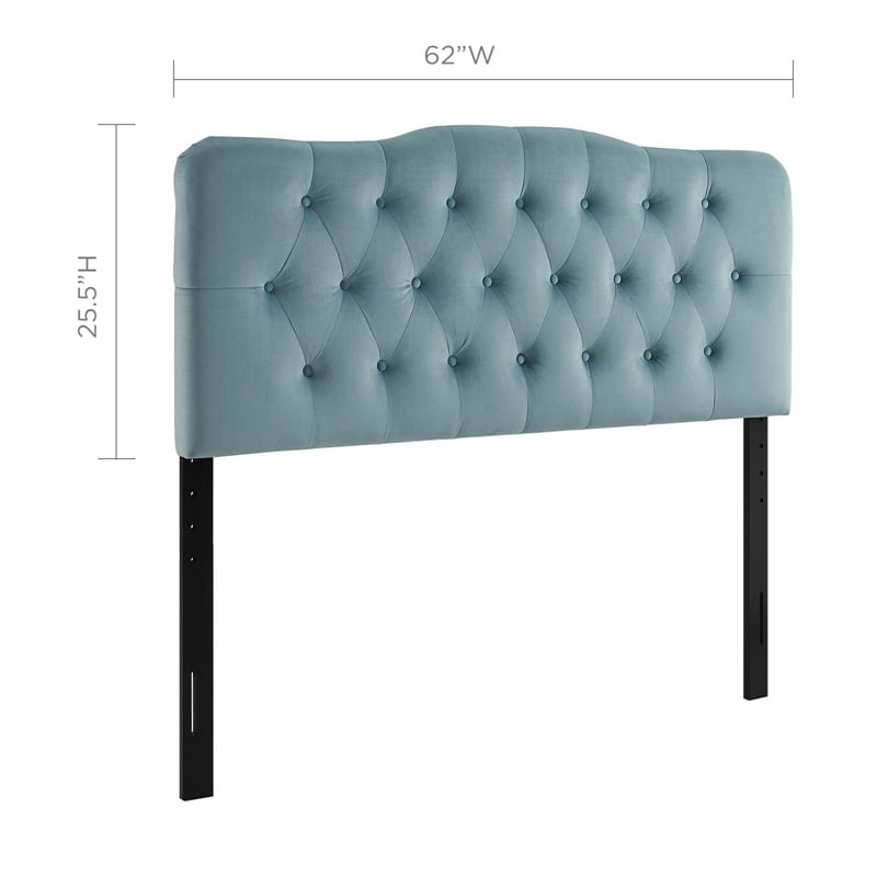 Modway Annabel Queen Diamond Tufted Performance Velvet Headboard in Light Blue