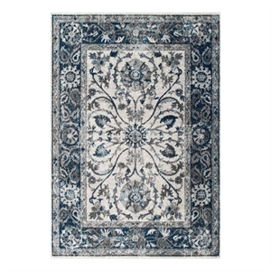 modway entourage samira vintage floral medallion area rug in ivory and blue