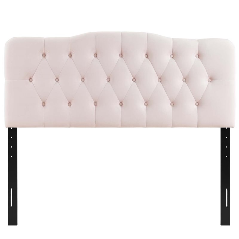 Modway Annabel Queen Diamond Tufted Performance Velvet Headboard in Pink