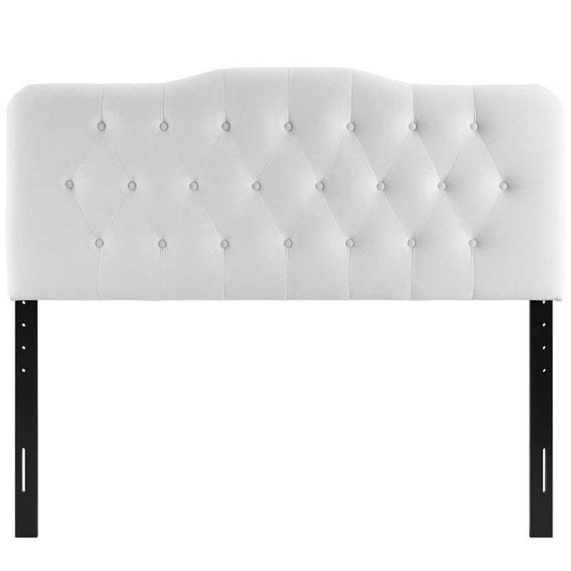 Modway Annabel Queen Diamond Tufted Performance Velvet Headboard in White