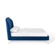Modway Mira Upholstered Performance Velvet Queen Platform Bed in Navy