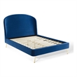 Modway Mira Upholstered Performance Velvet Queen Platform Bed in Navy