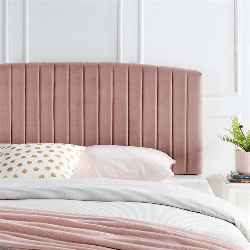 Modway Rebecca Modern Performance Velvet Full/Queen Headboard in Dusty Rose