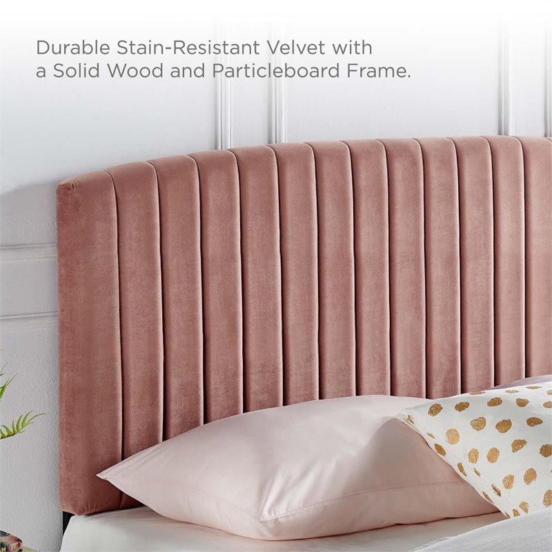 Modway Rebecca Modern Performance Velvet Full/Queen Headboard in Dusty Rose