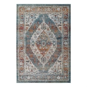 Modway Tribute 94.5x122&quot Camellia Floral Medallion Rug in Multi-Color