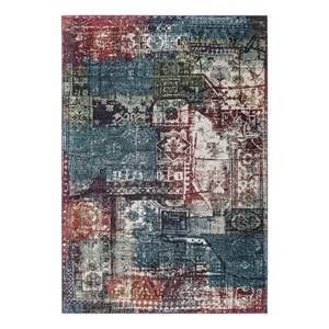 Modway Tribute 63x90.5&quot Polyester Elowen Vintage Mosaic Area Rug in Multi-Color