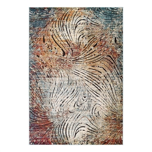 Modway Tribute 63x90.5&quot Polyester Ember Vintage Mosaic Area Rug in Multi-Color