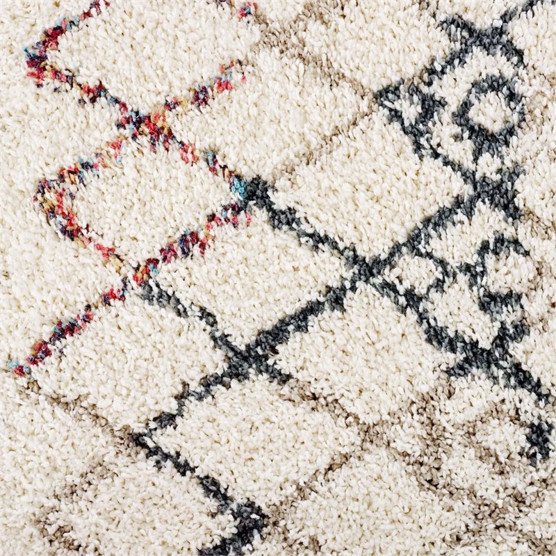 Modway Skadi Polypropylene Rainbow Diamond Shag Area Rug in Multi-Color