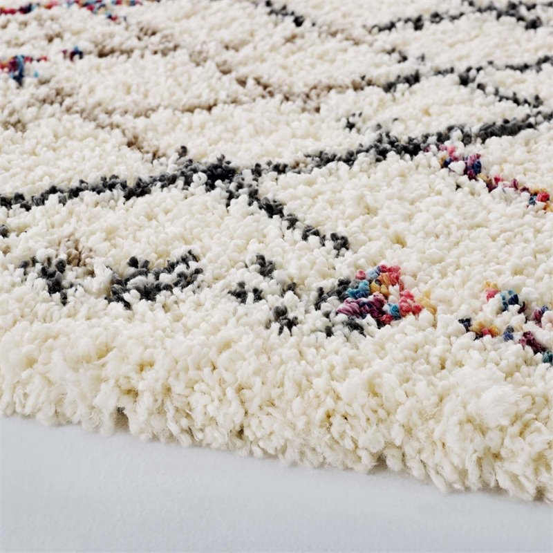 Modway Skadi Polypropylene Rainbow Diamond Shag Area Rug in Multi-Color
