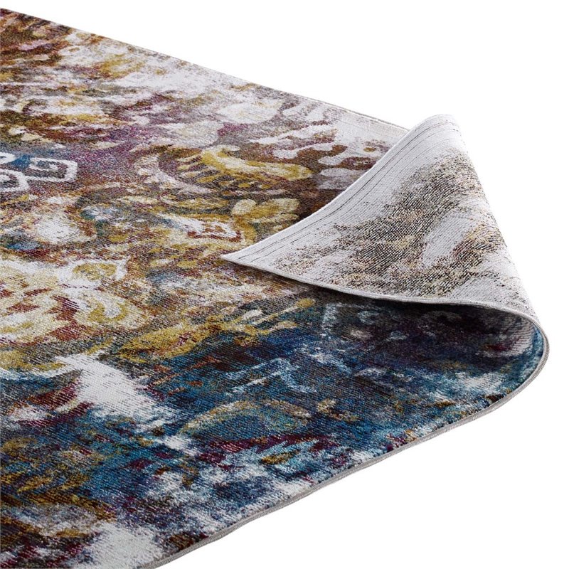 Modway Success Jayla Vintage Floral Moroccan Trellis Area Rug in Multi-Color