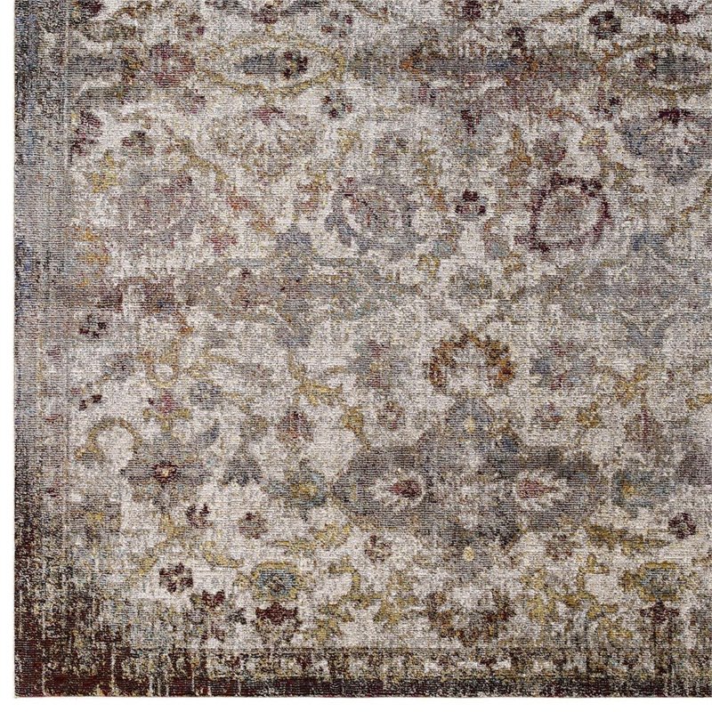 Modway Success Kaede Vintage Floral Moroccan Trellis Area Rug in Multi-Color
