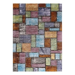 Modway Success 94.5x122&quot Nyssa Abstract Geometric Mosaic Area Rug in Multi-Color