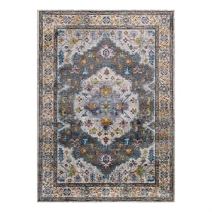 Modway Success 94.5x122&quot Anisah Floral Medallion Rug in Multi-Color