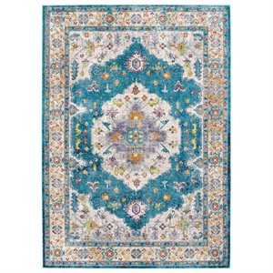 Modway Success 63x90.5&quot Anisah Floral Medallion Rug in Multi-Color