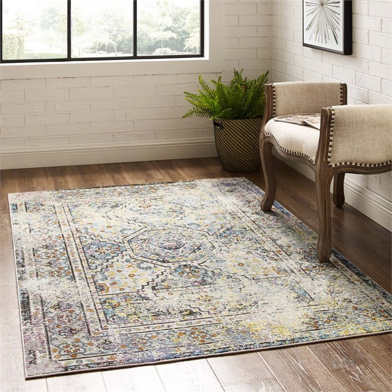 Modway Success Jacinda Floral Medallion Area Rug in Multi-Color