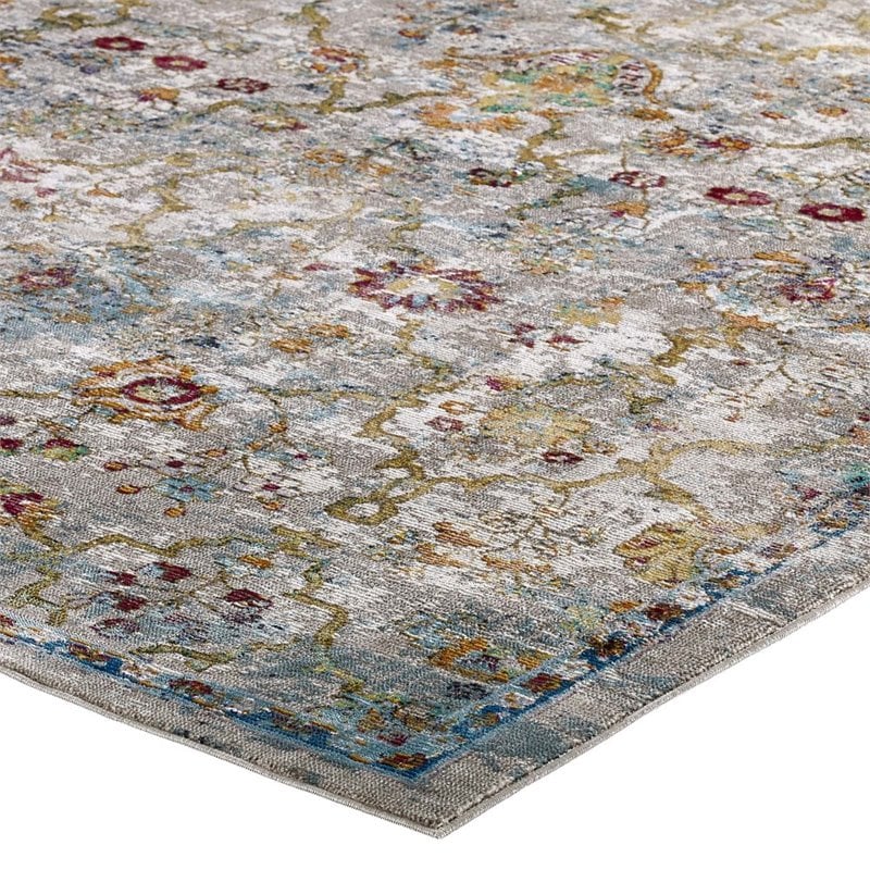 Modway Success Manuka Vintage Floral Lattice Area Rug in Multi-Color