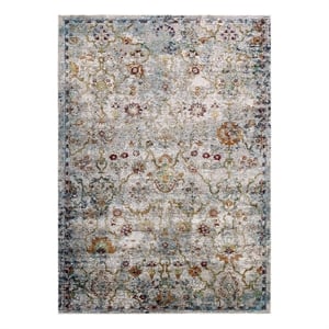 Modway Success Manuka Vintage Floral Lattice Area Rug in Multi-Color