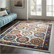 Modway Entourage Odile Floral Moroccan Trellis Area Rug in Ivory/Blue/Red/Orange