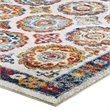 Modway Entourage Odile Floral Moroccan Trellis Area Rug in Ivory/Blue/Red/Orange