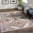 Modway Entourage Khalida Floral Lattice Area Rug in Ivory/Blue/Orange/Yellow/Red