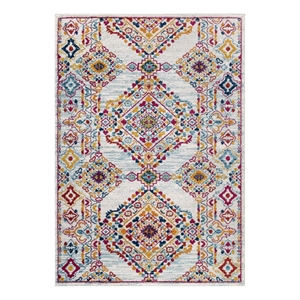 modway entourage khalida floral lattice area rug in ivory/blue/orange/yellow/red