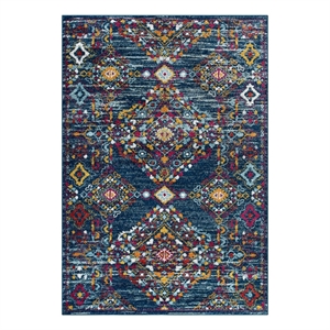 modway entourage khalida floral lattice area rug in blue/orange/yellow/red
