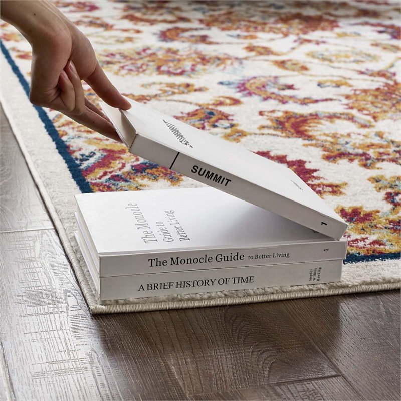 Modway Entourage Azami Floral Lattice Area Rug in Ivory/Blue/Orange/Yellow/Red