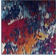 Modway Entourage Foliage Polypropylene Area Rug in Blue/Orange/Yellow/Red