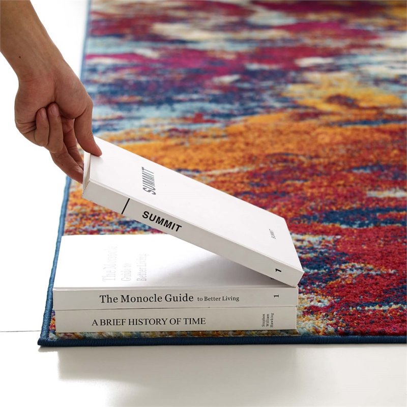 Modway Entourage Foliage Polypropylene Area Rug in Blue/Orange/Yellow/Red