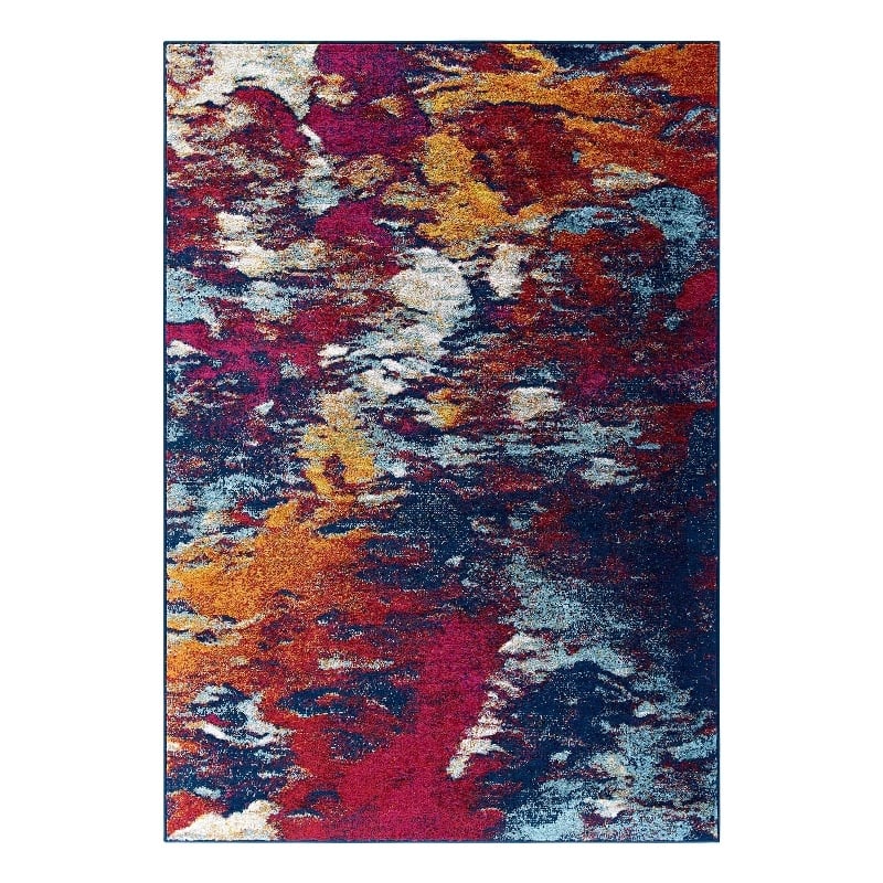 Modway Entourage Foliage Polypropylene Area Rug in Blue/Orange/Yellow/Red