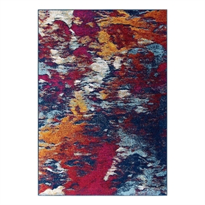 modway entourage foliage polypropylene area rug in blue/orange/yellow/red
