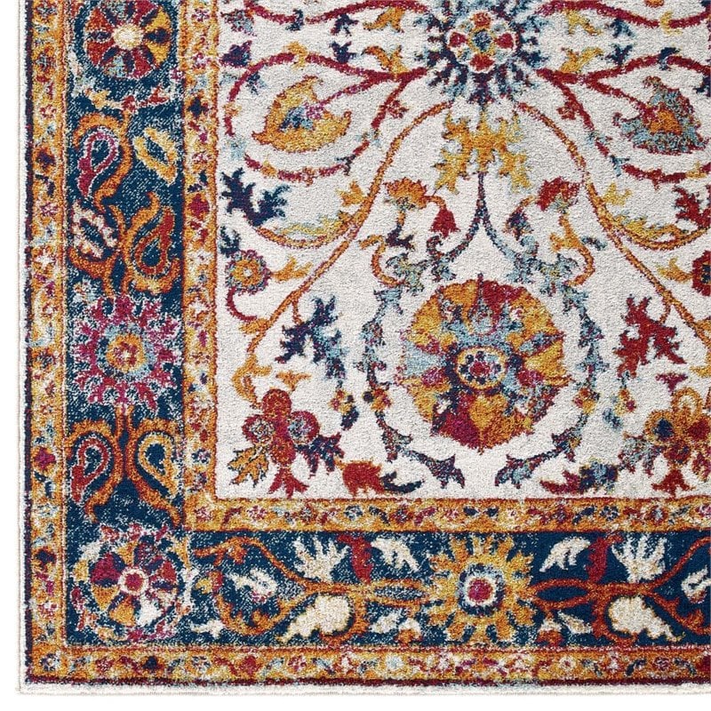 Modway Entourage Samira Vintage Floral Medallion Area Rug in Multi-Color