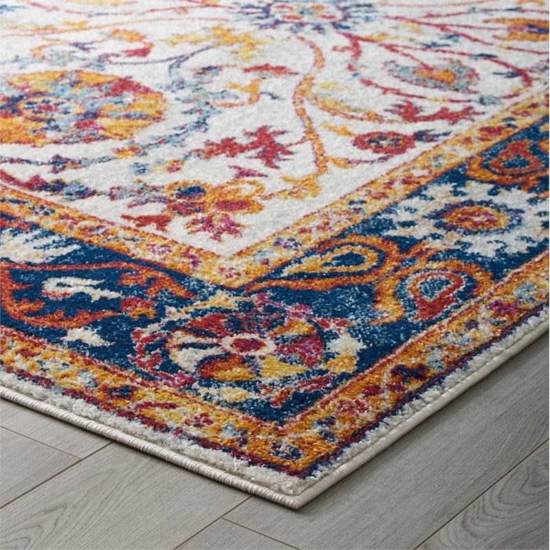 Modway Entourage Samira Vintage Floral Medallion Area Rug in Multi-Color