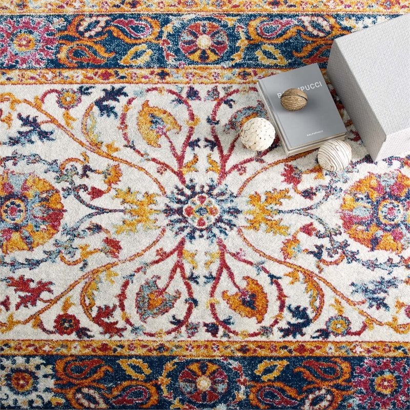 Modway Entourage Samira Vintage Floral Medallion Area Rug in Multi-Color