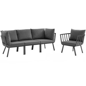 Modway Riverside 4-Piece Outdoor Patio Aluminum Set - Gray/Charcoal
