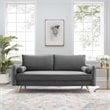 Modway Revive Modern Performance Velvet & Metal Sofa in Gray/Gold