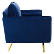 Modway Revive Modern Performance Velvet & Metal Sofa in Navy/Gold
