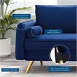 Modway Revive Modern Performance Velvet & Metal Sofa in Navy/Gold