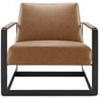 Modway Seg Stainless Steel and Vegan Leather Accent Chair in Tan